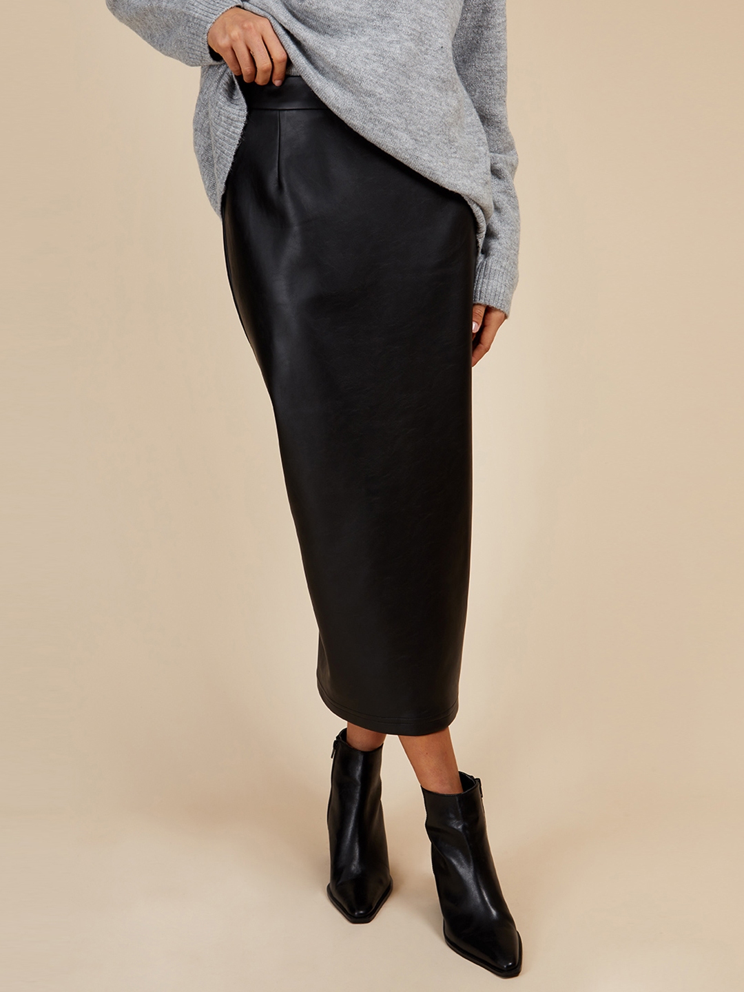Buy Little Mistress Faux Leather Midi Pencil Skirt Skirts for Women 24996804 Myntra