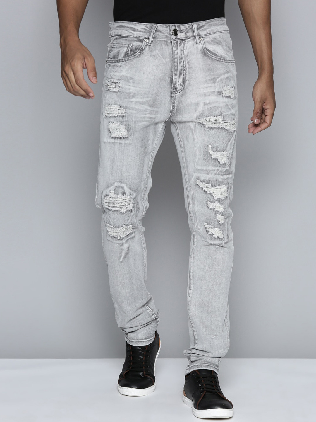 WAIMEA Men Mid Rise Hollywood Skinny Fit Highly Distressed Heavy Fade Stretchable Jeans