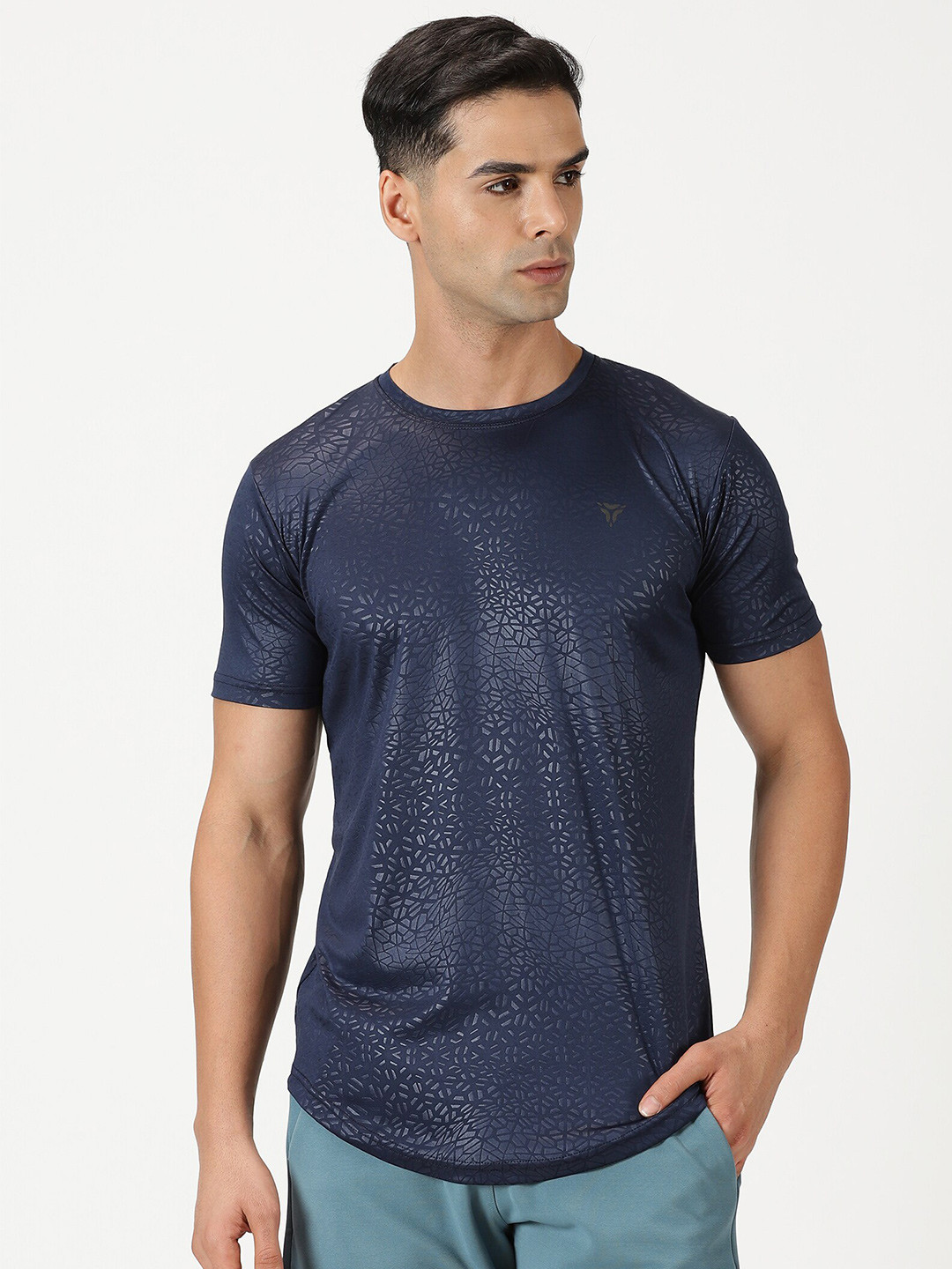deb Abstract Embossed Printed Round Neck Workout T Shirt