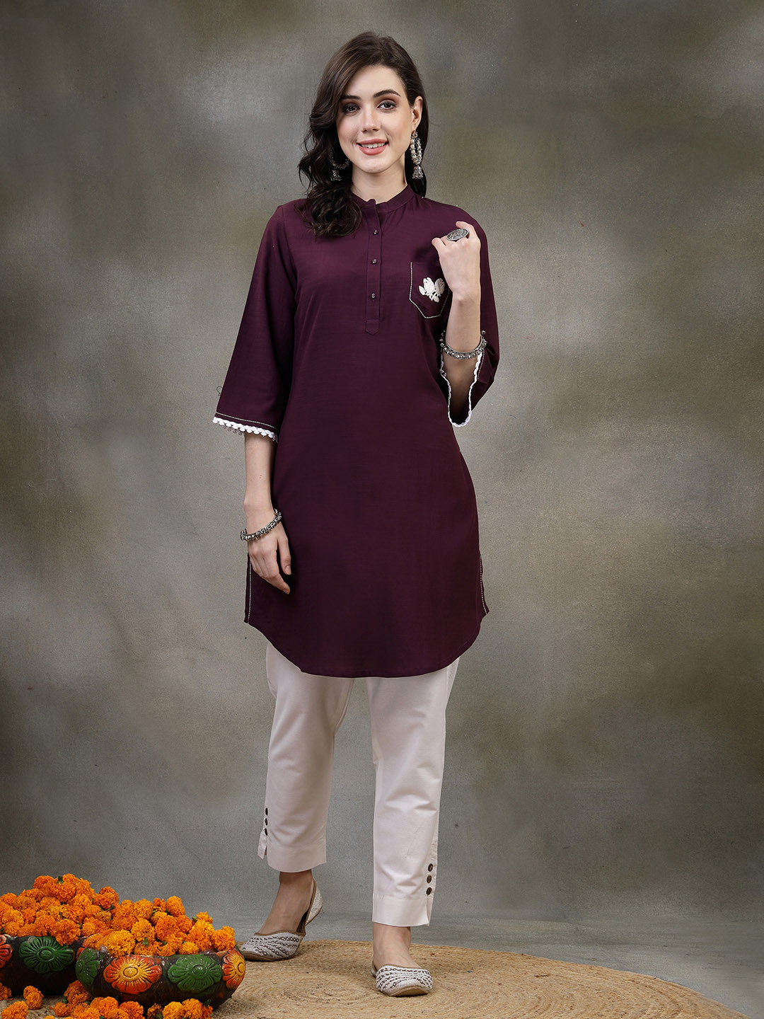 Nayam By Lakshita Women Embroidered Pure Cotton Kurti