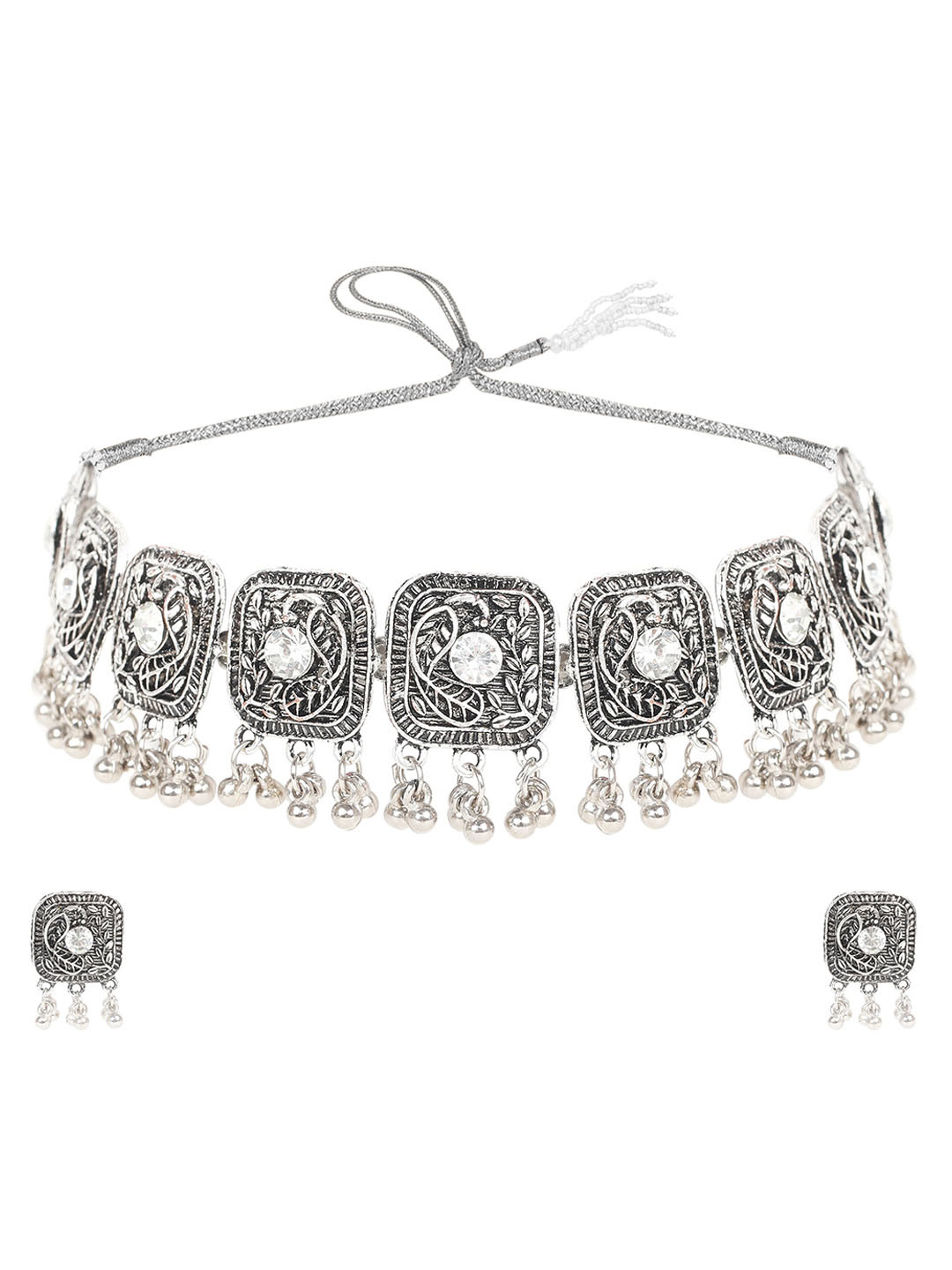 Kord Store Silver-Plated AD-Studded Jewellery Set