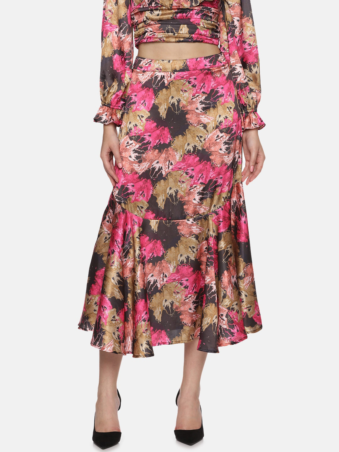 ISU Floral Printed Mermaid Midi Skirt