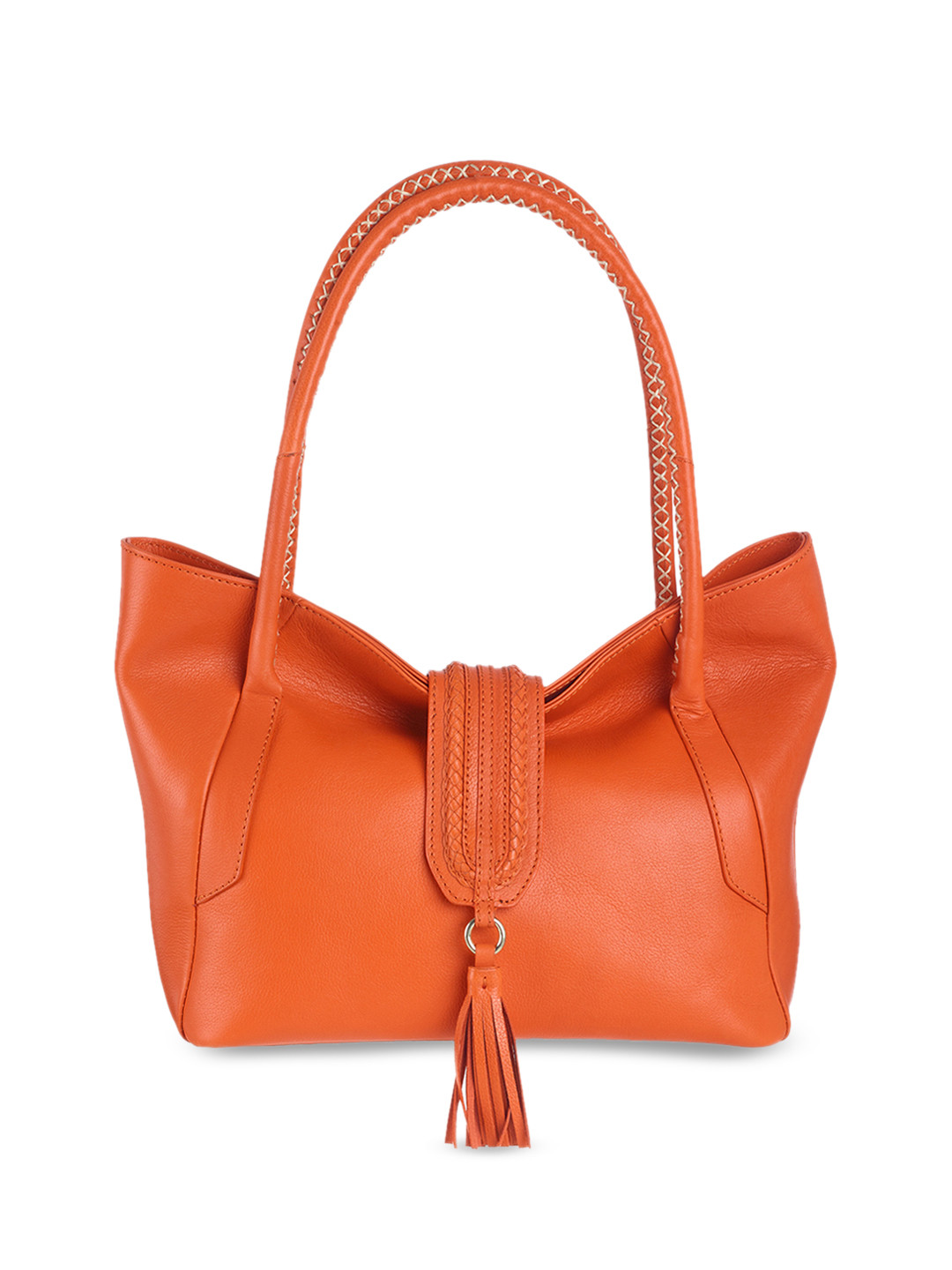 tohl Orange Solid Leather Shoulder Bag