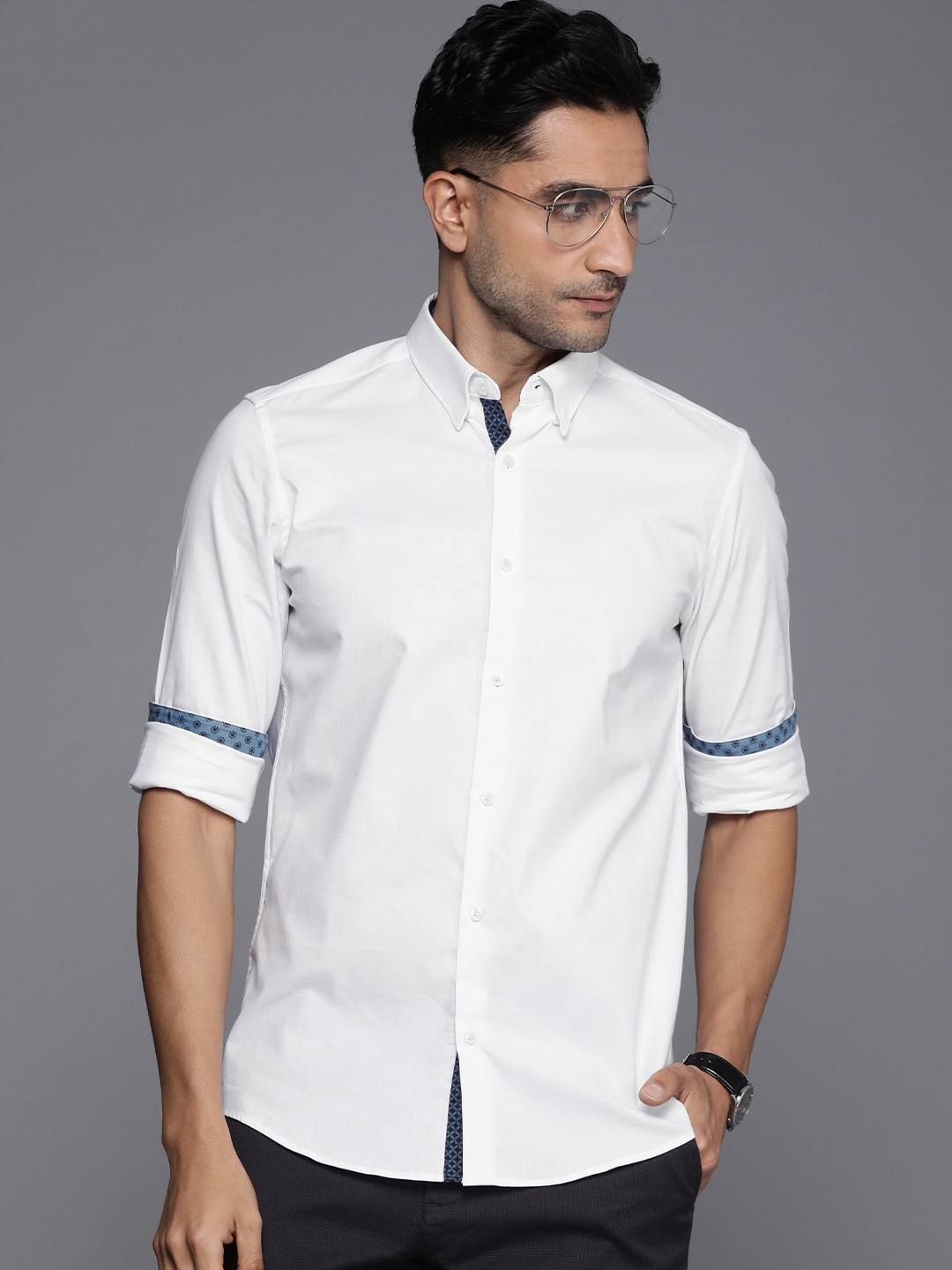 NEXT Solid Slim Fit Casual Shirt