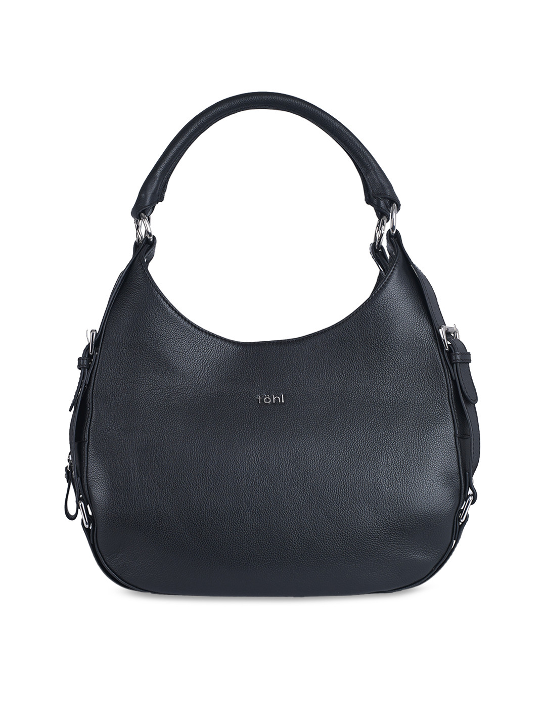 tohl Black Solid Leather Shoulder Bag