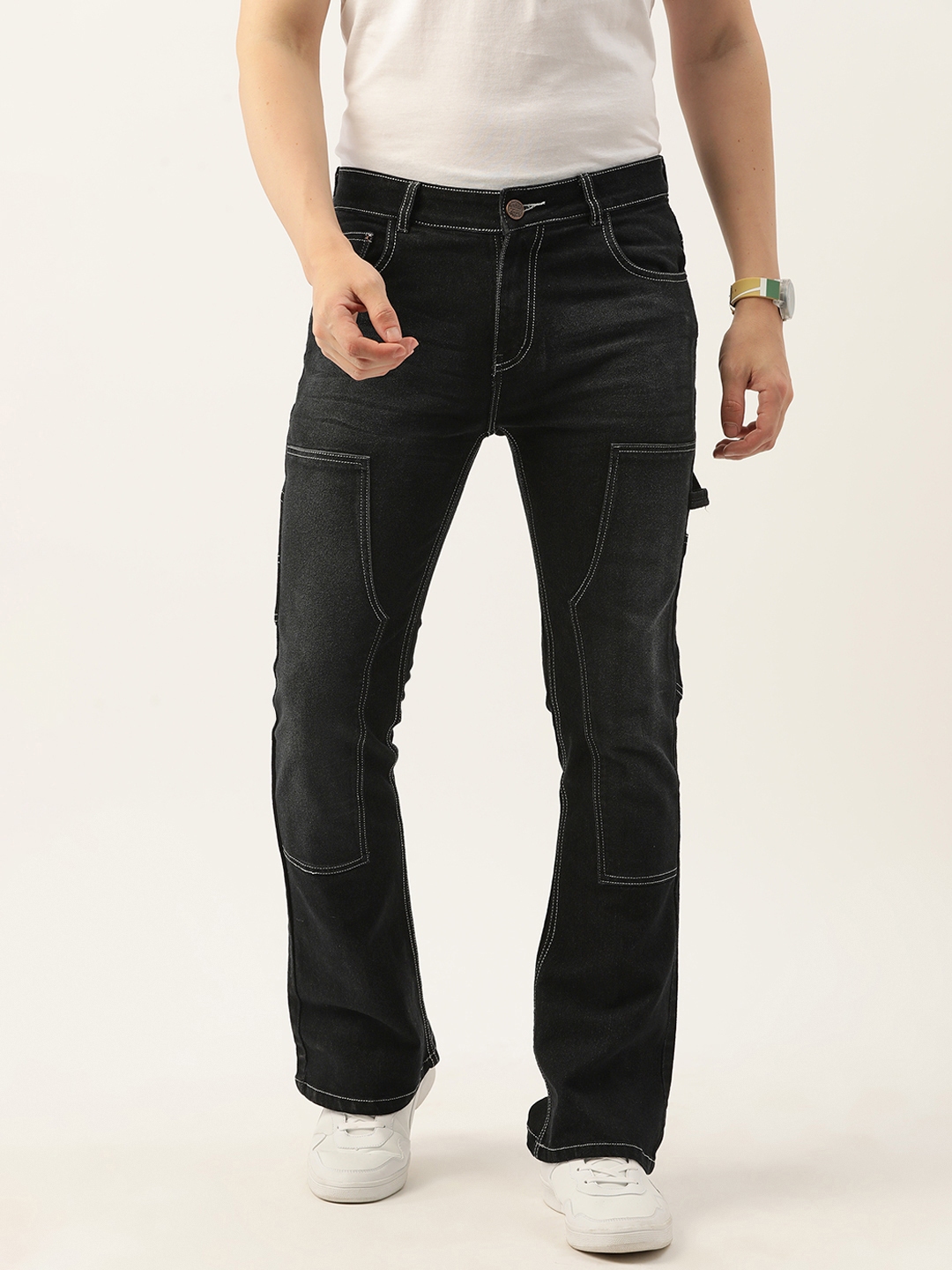Buy PARIS HAMILTON Men Bootcut Fit Carpenter Style Bellbottom Faded  Stretchable Denim Jeans - Jeans for Men 25004204