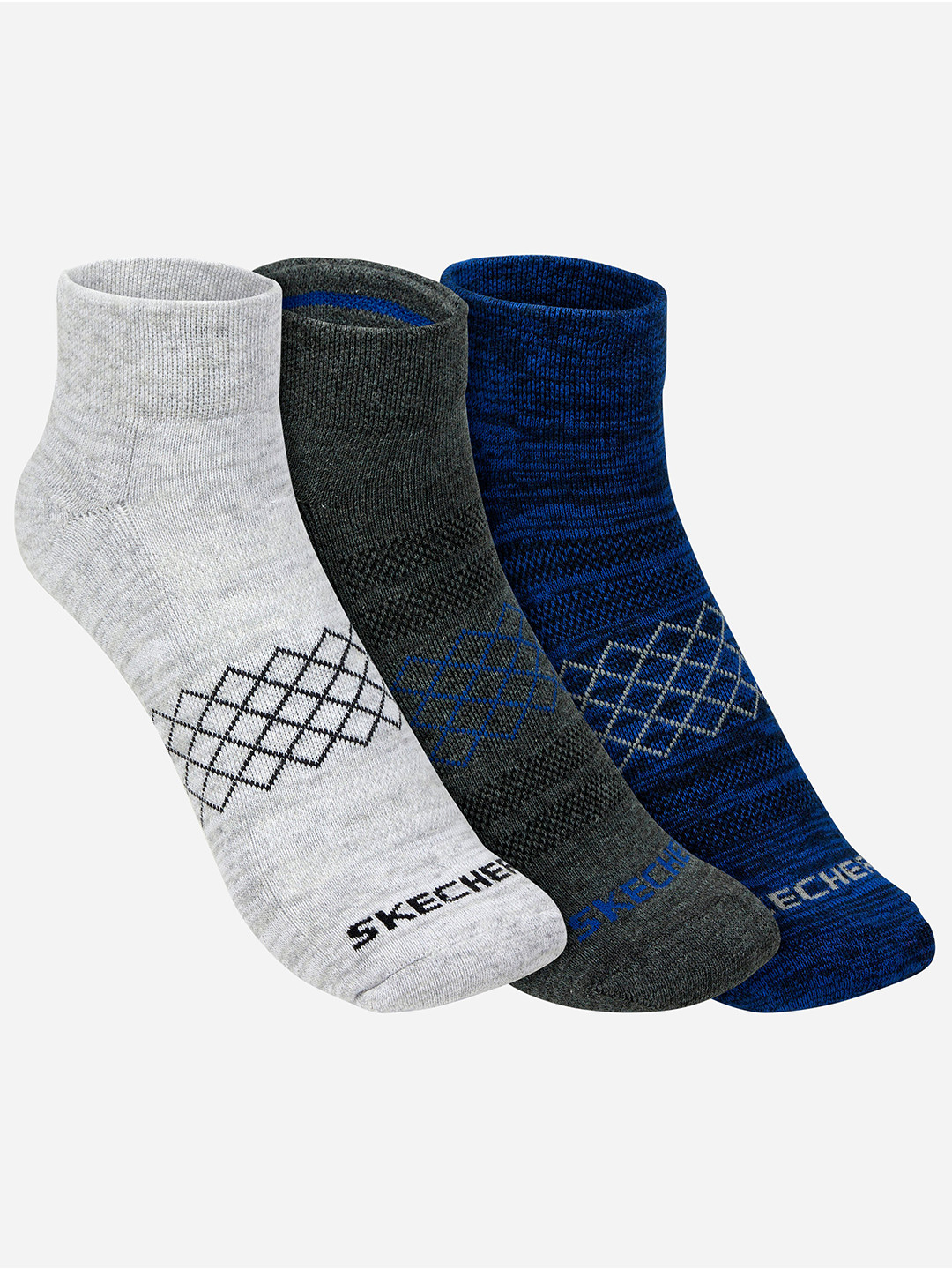 Skechers Men Set of 3 Patterned Ankle Length Socks