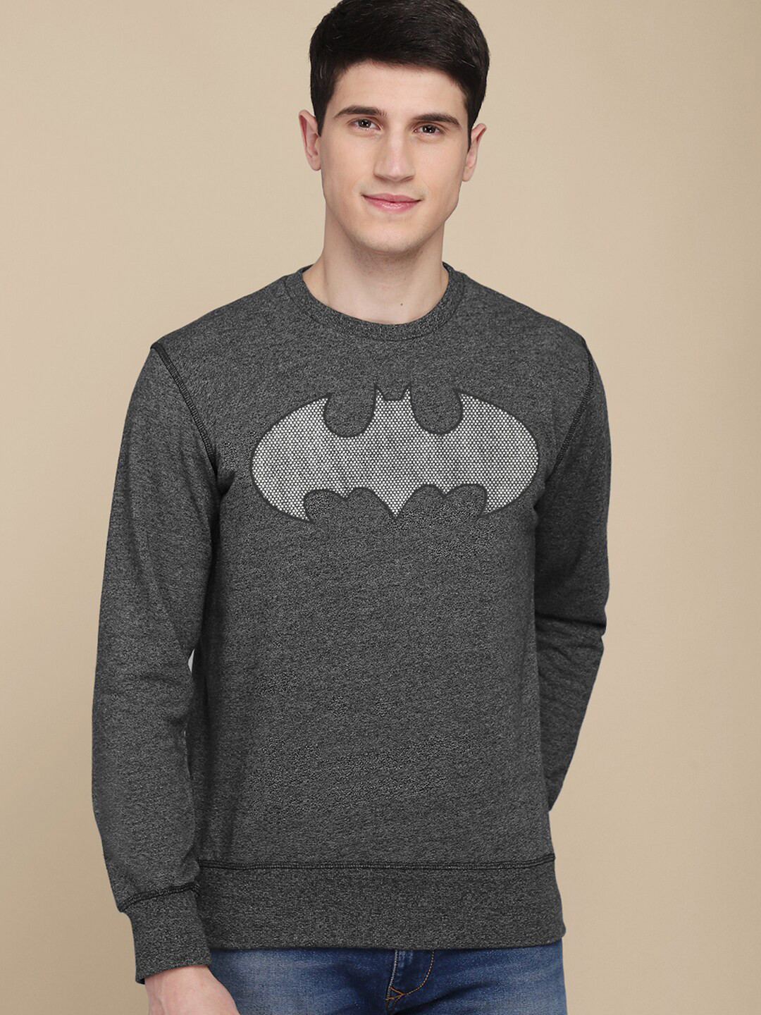 Free Authority Batman Printed Round Neck Long Sleeves Pullover