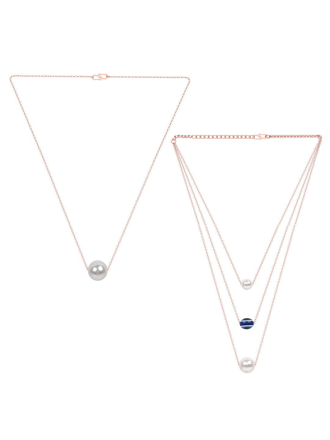 Kord Store Brass Rose Gold-Plated Pearls Layered Chain