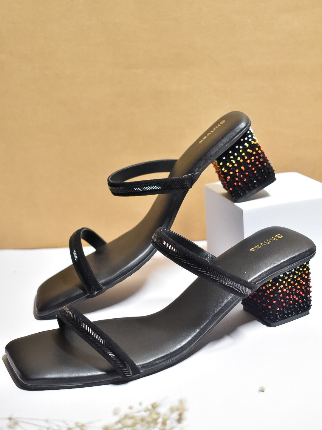 SHRIVAS BY ARCHITA MEHTA Embellished Velvet Block Heels