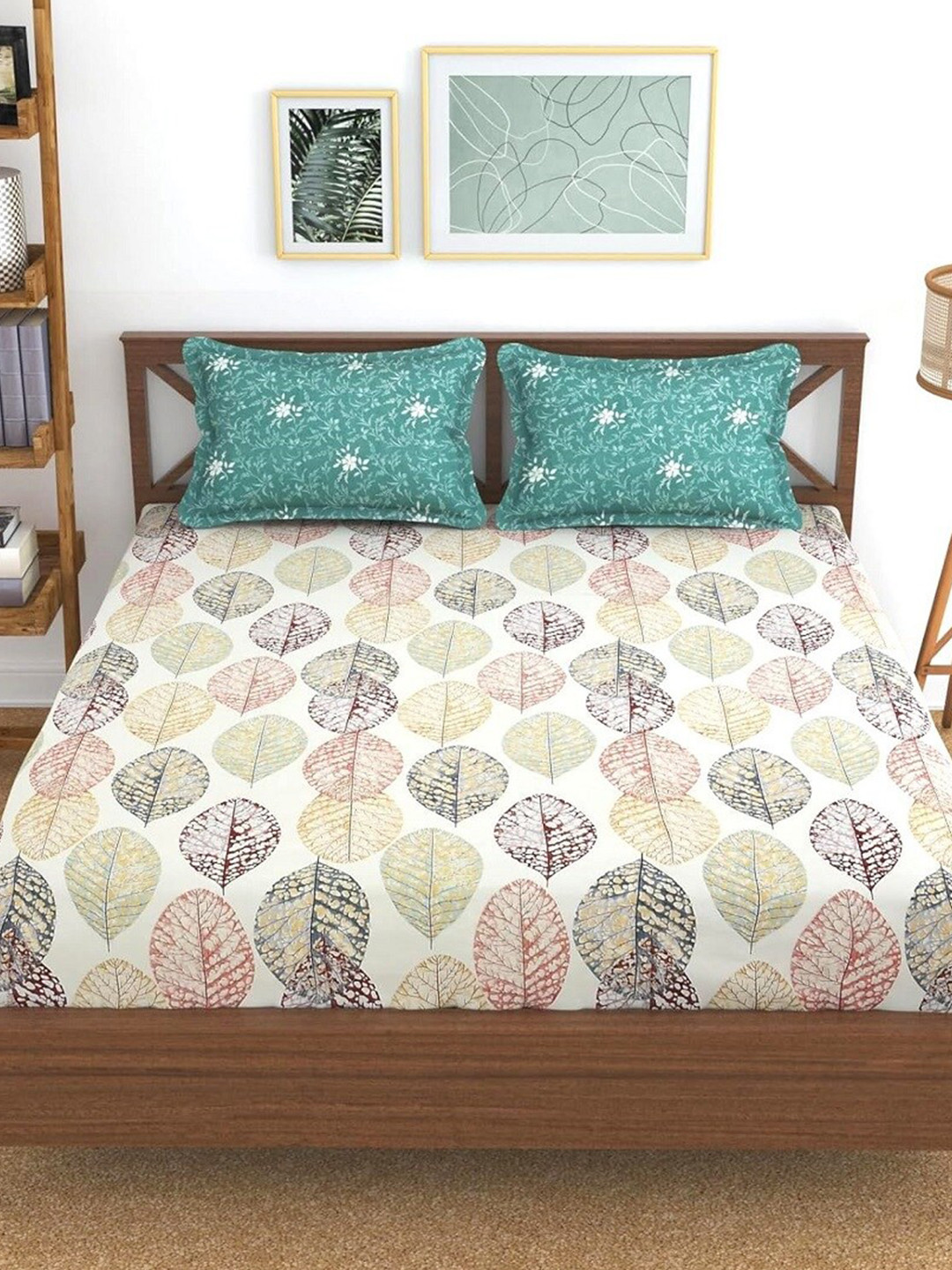 RRC Pink Floral Polycotton 210 TC King Fine Bedsheet with 2 Pillow Covers-108 x 108 inches