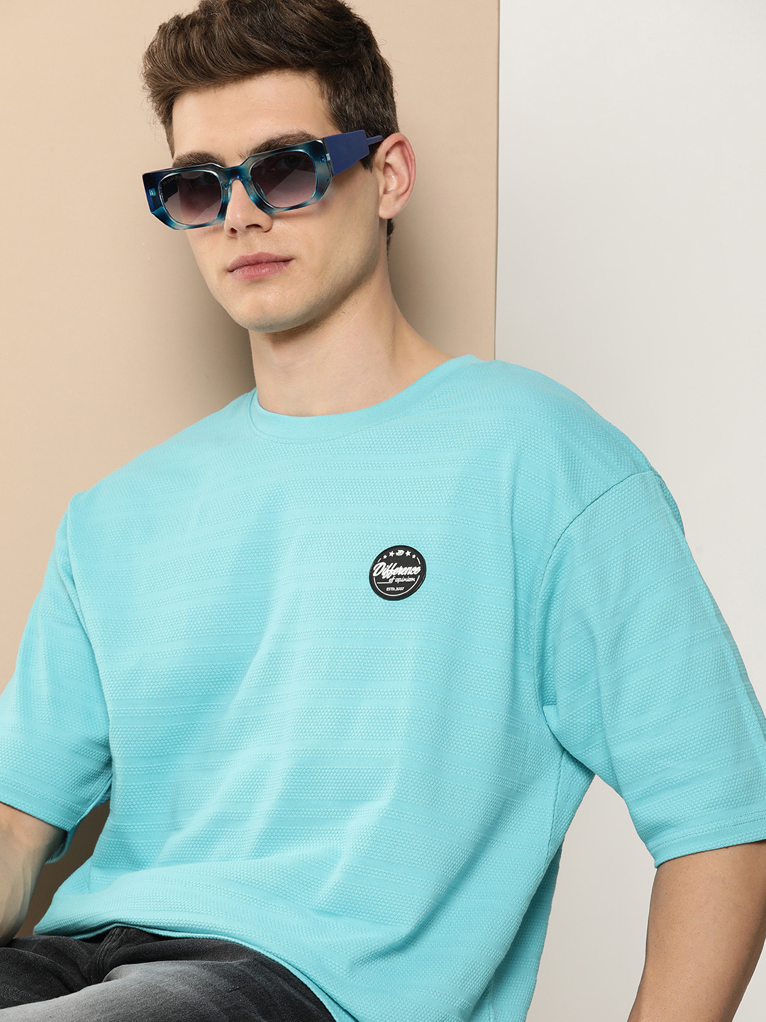 Difference of Opinion Men Applique Cotton T-shirt