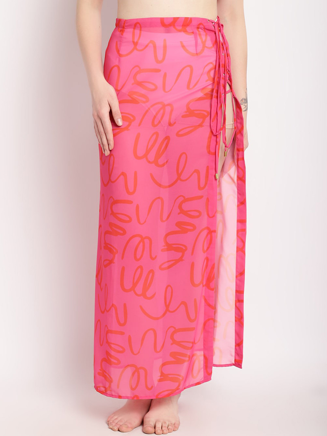 Aoba Pink Abstract Printed Swimwear Cover up Bottom