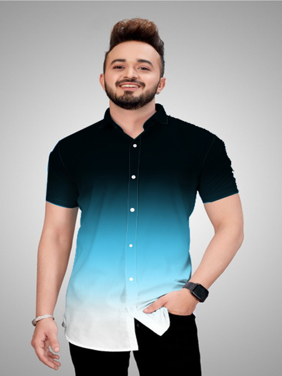 Bought First Premium Regular Fit Faded Spread Collar Casual Shirt