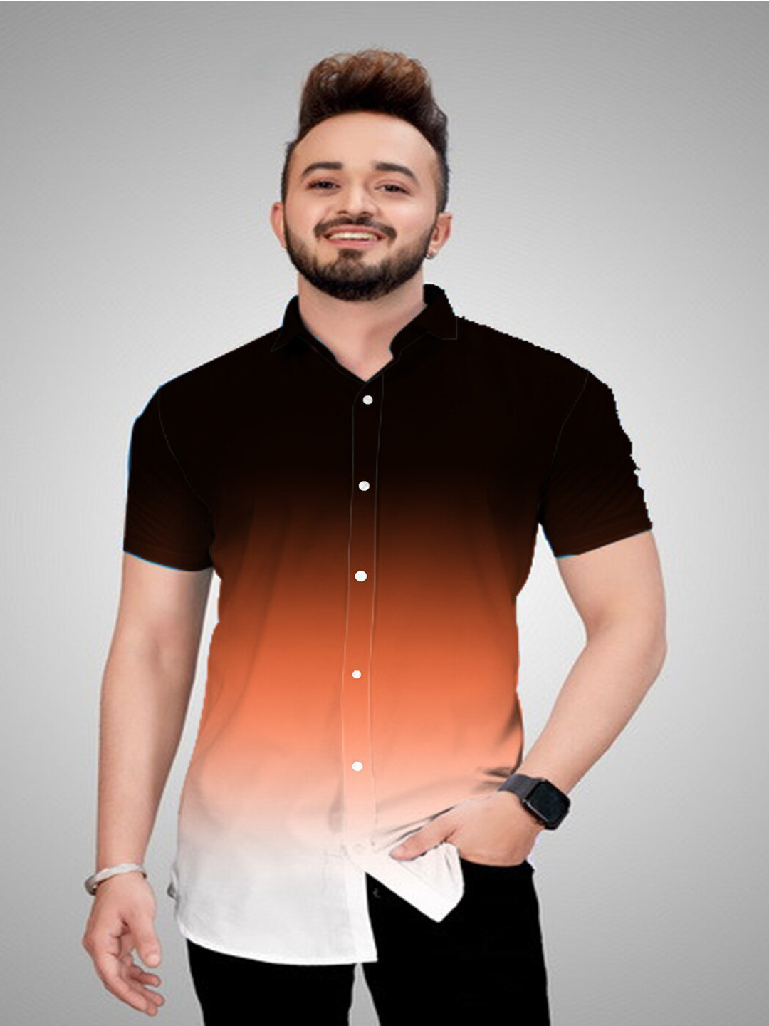 Bought First Premium Regular Fit Faded Spread Collar Casual Shirt