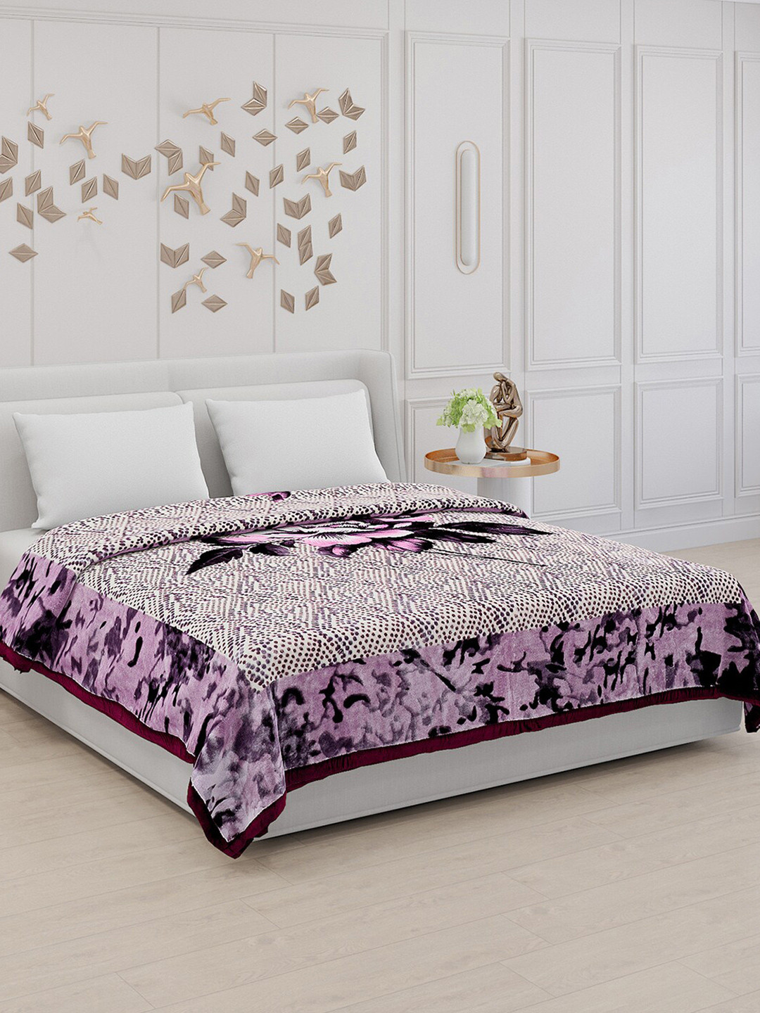 Monte Carlo Purple & White Mild Winter Double Bed Blanket