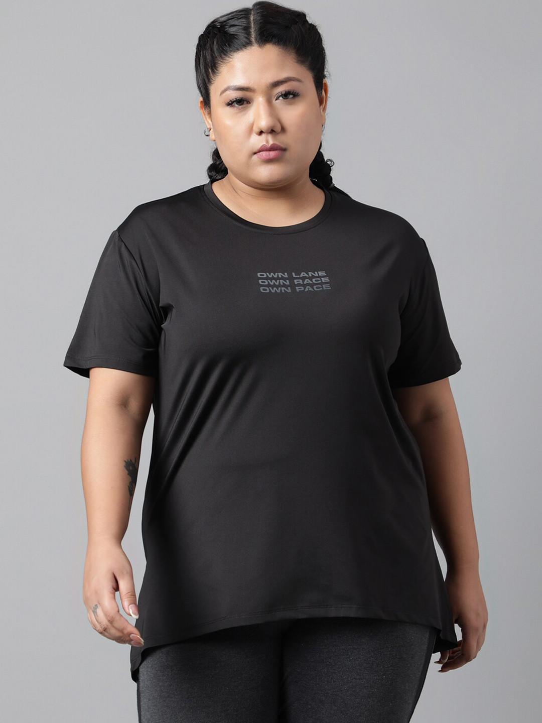 MKH Typography Printed Plus Size Drop Shoulder Sleeves Relaxed Fit Dri-FIT Sports T-shirt