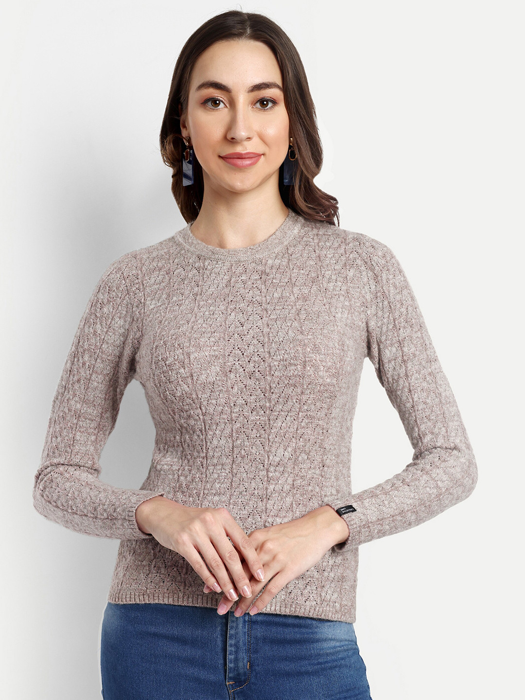 CREATIVE LINE Open Knit Woollen Top
