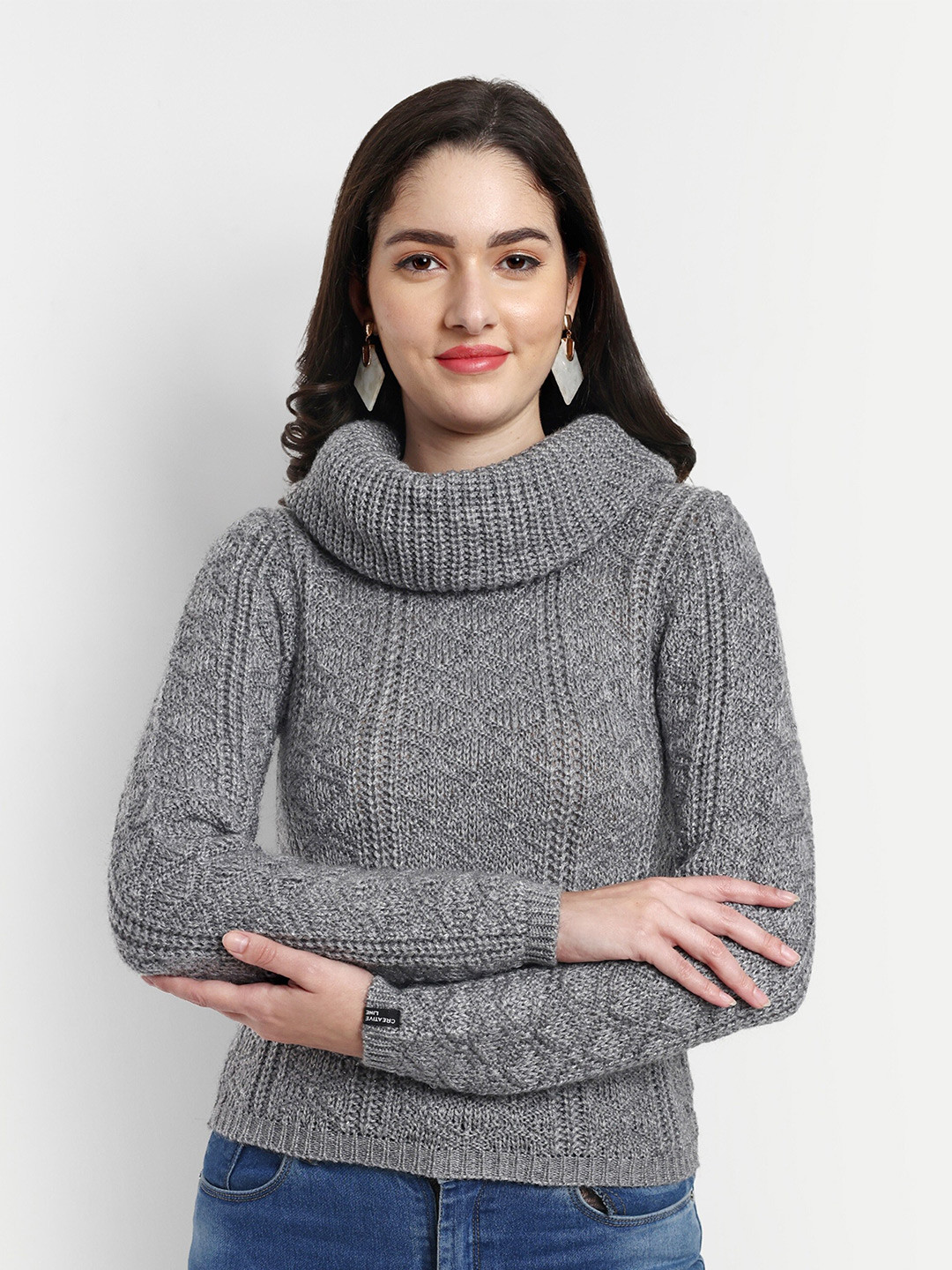 CREATIVE LINE Turtle Neck Self Design Woollen Pullover