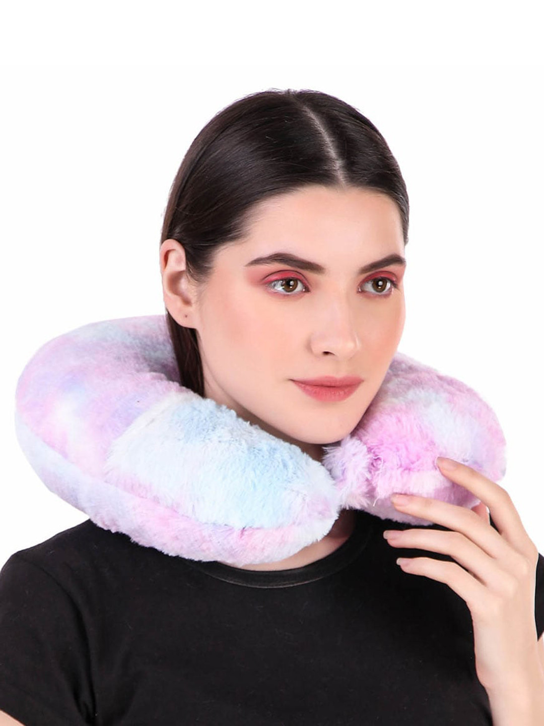 PILLOW TREE Purple U-Shape Fur Travel Neck Pillow