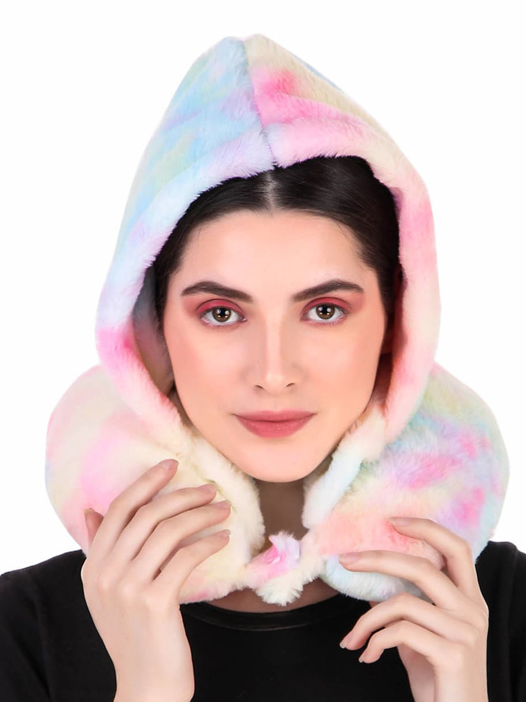 PILLOW TREE Yellow & Blue U-Shape Ultra-Soft Hoodie Travel Neck Pillow