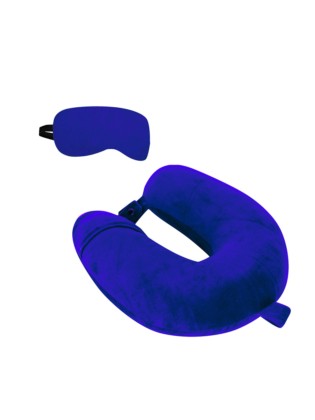 PILLOW TREE Navy Blue U-Shape Ultra-Soft Travel Neck Pillow With Eye Mask