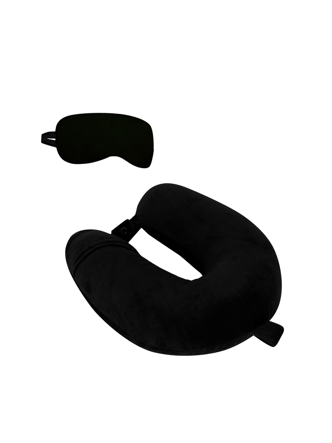 PILLOW TREE Black U-Shape Ultra-Soft Travel Neck Pillow With Eye Mask