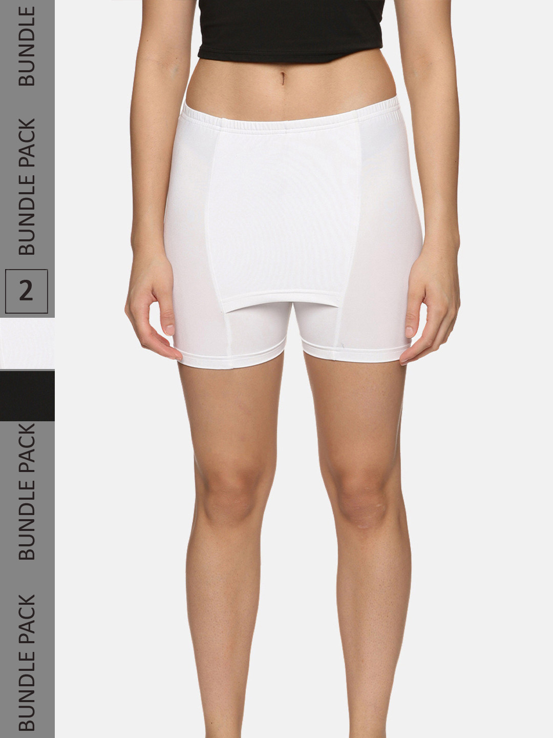 NOT YET by us Women Pack Of 2 Front Double Layer Stretchable shorts