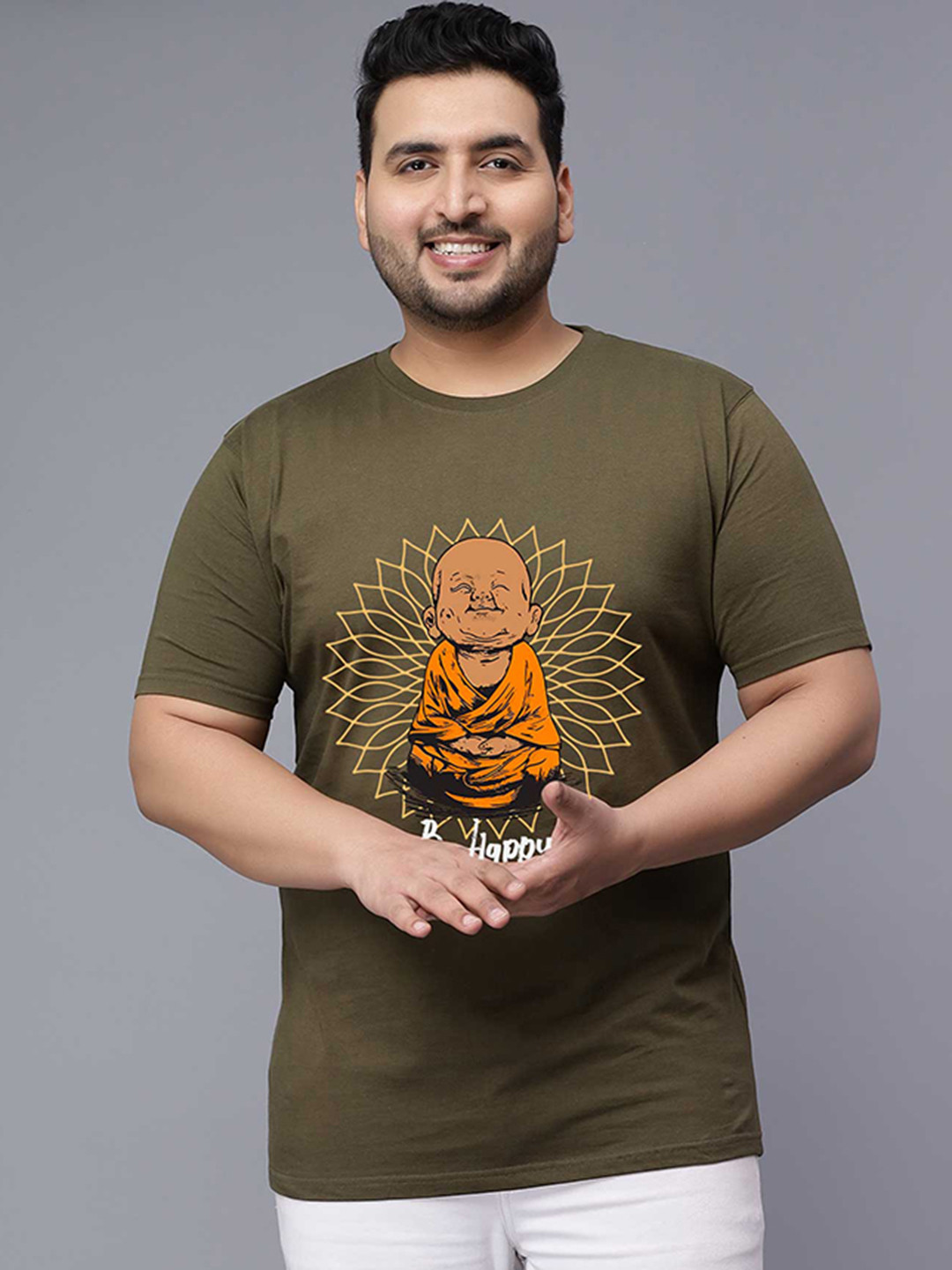 Toodle Plus Men Plus Size Cotton Printed T-Shirt