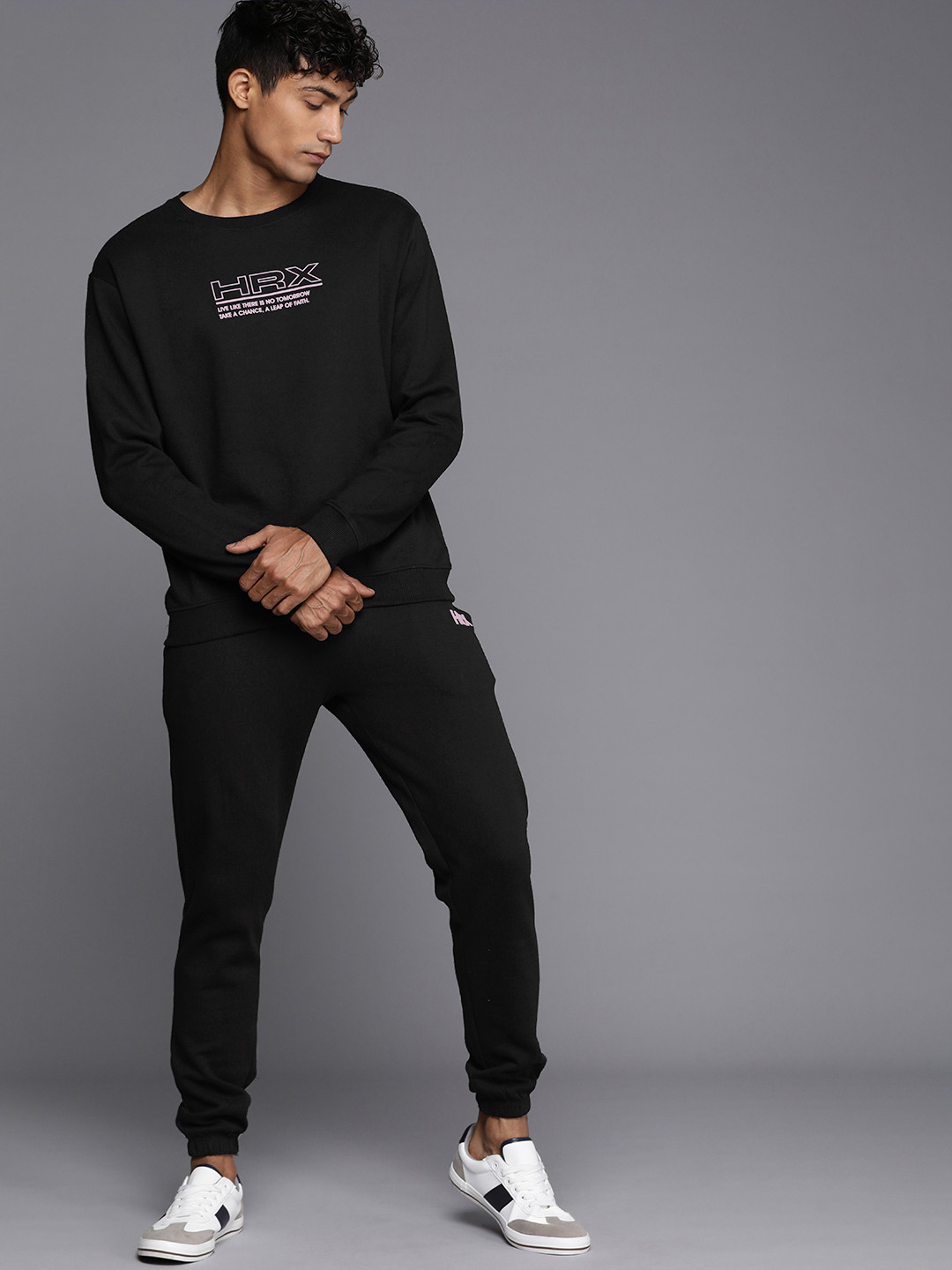 HRX by Hrithik Roshan Jet Black Mens Lifestyle Co-Ords
