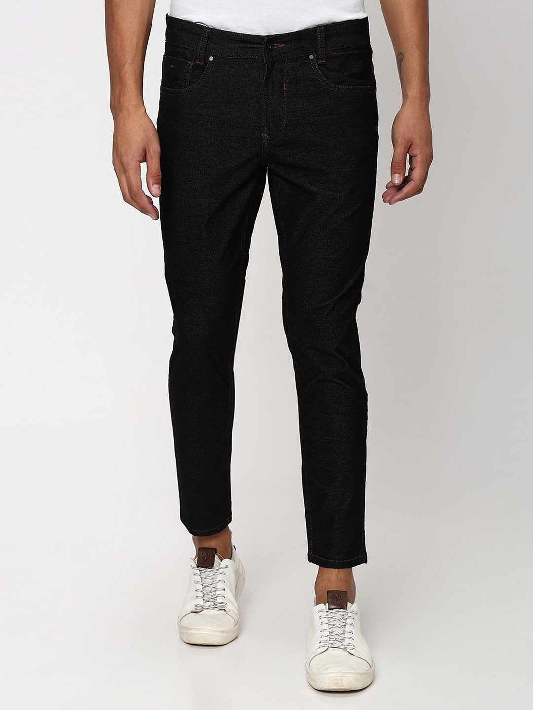Mufti Men Mid-Rise Tapered Fit Stretchable Cropped  Jeans