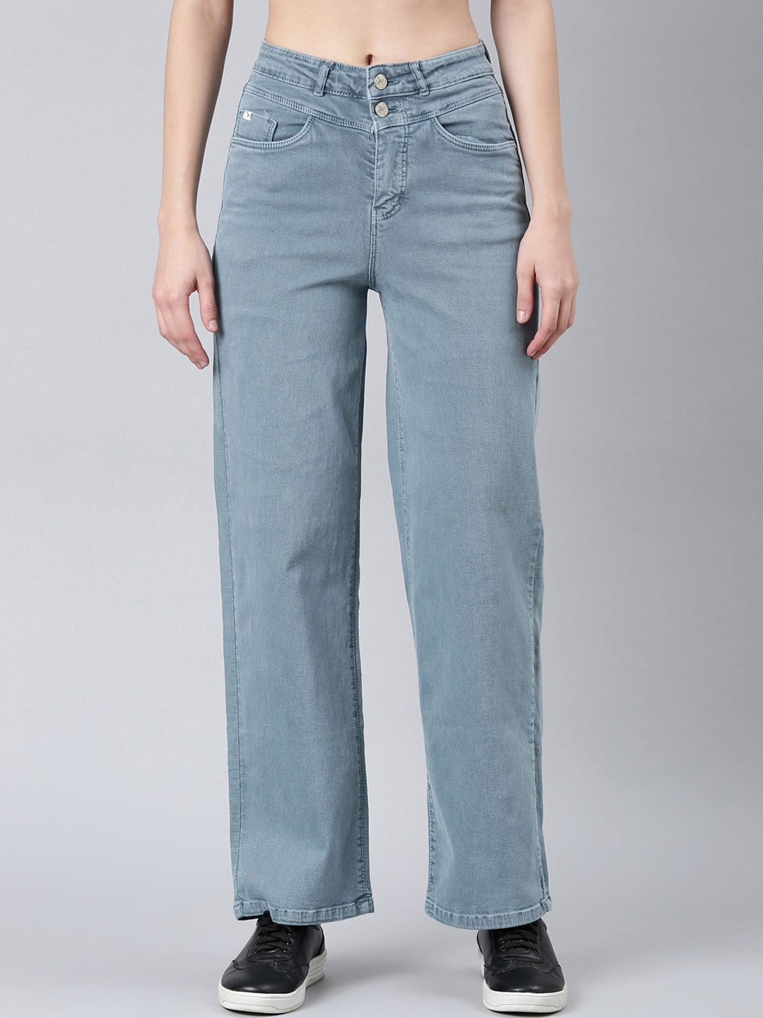 SHOWOFF Women Wide Leg Clean Look Stretchable Jeans
