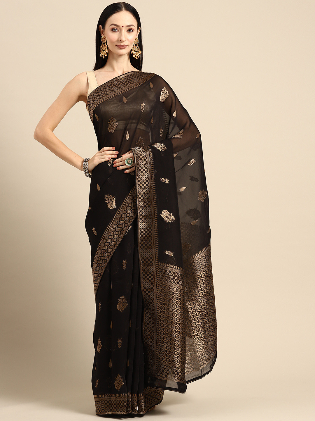Simaaya Floral Zari Chanderi Saree