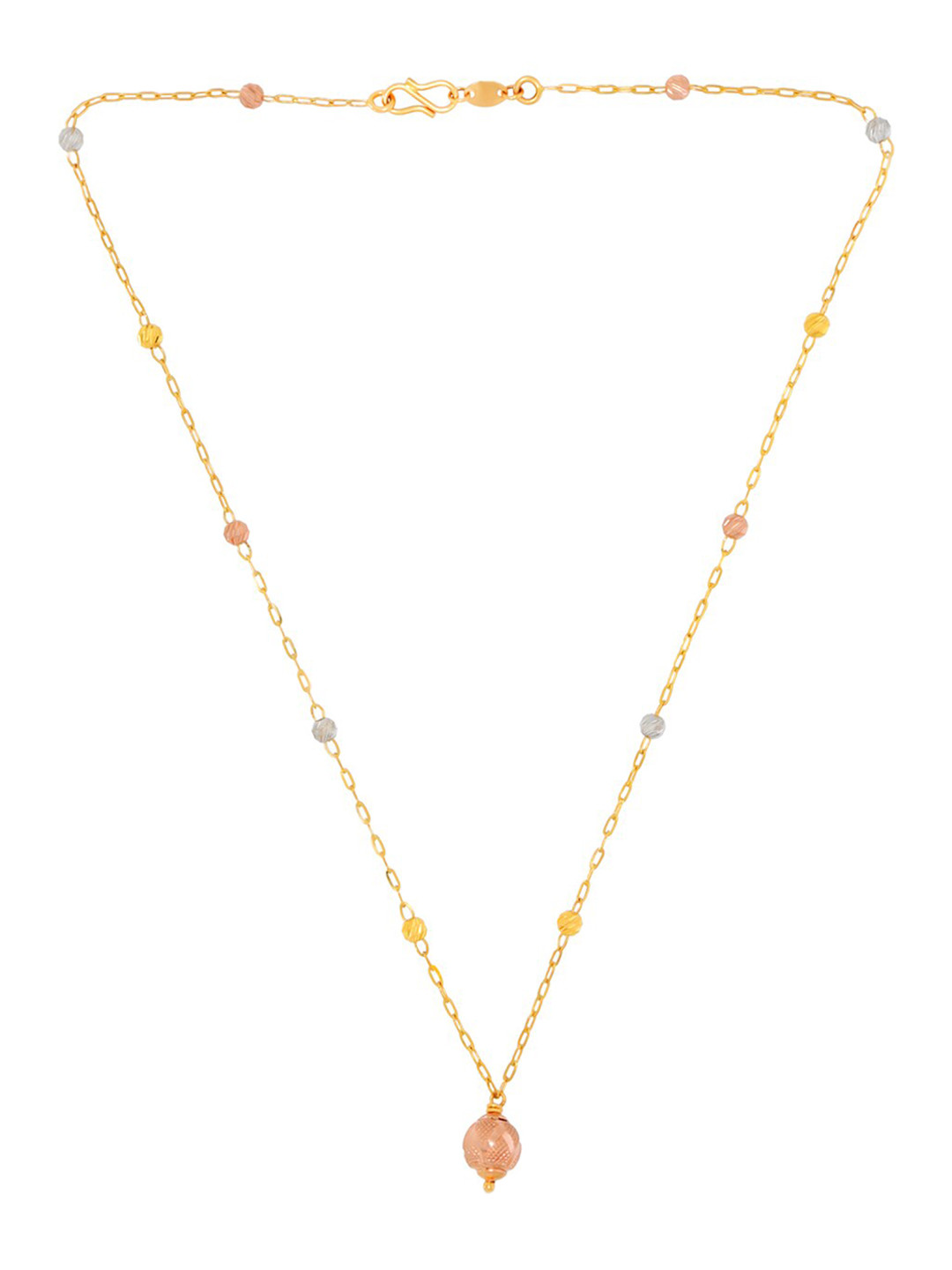 BHIMA 22K Hallmark 916 Purity Yellow Gold Rose Gold Ball Pendant Necklace