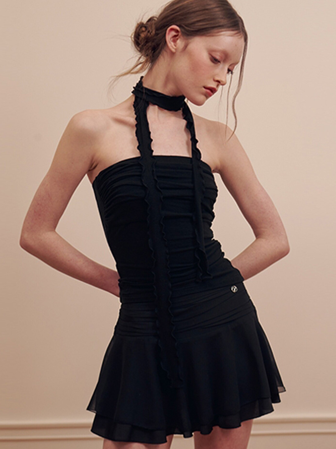 LULU & SKY Ruched Tube Top With Scarf