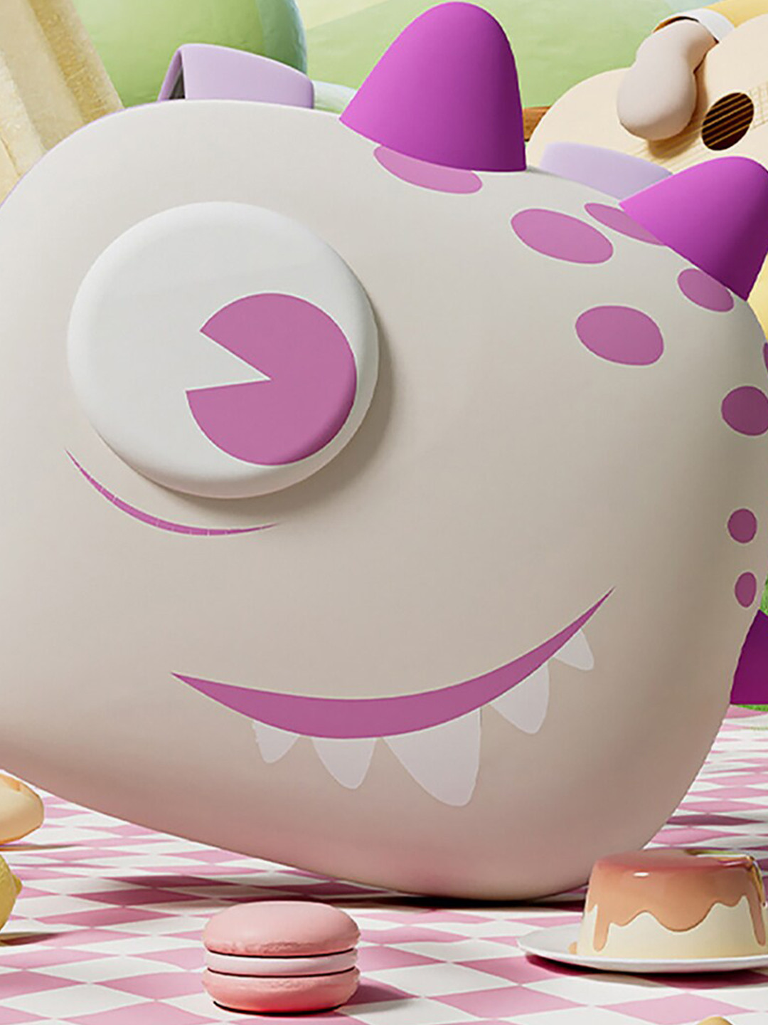 Little Surprise Box LLP Kids Dewy the Smiley Monster 3D Printed Contrast Detail Backpack