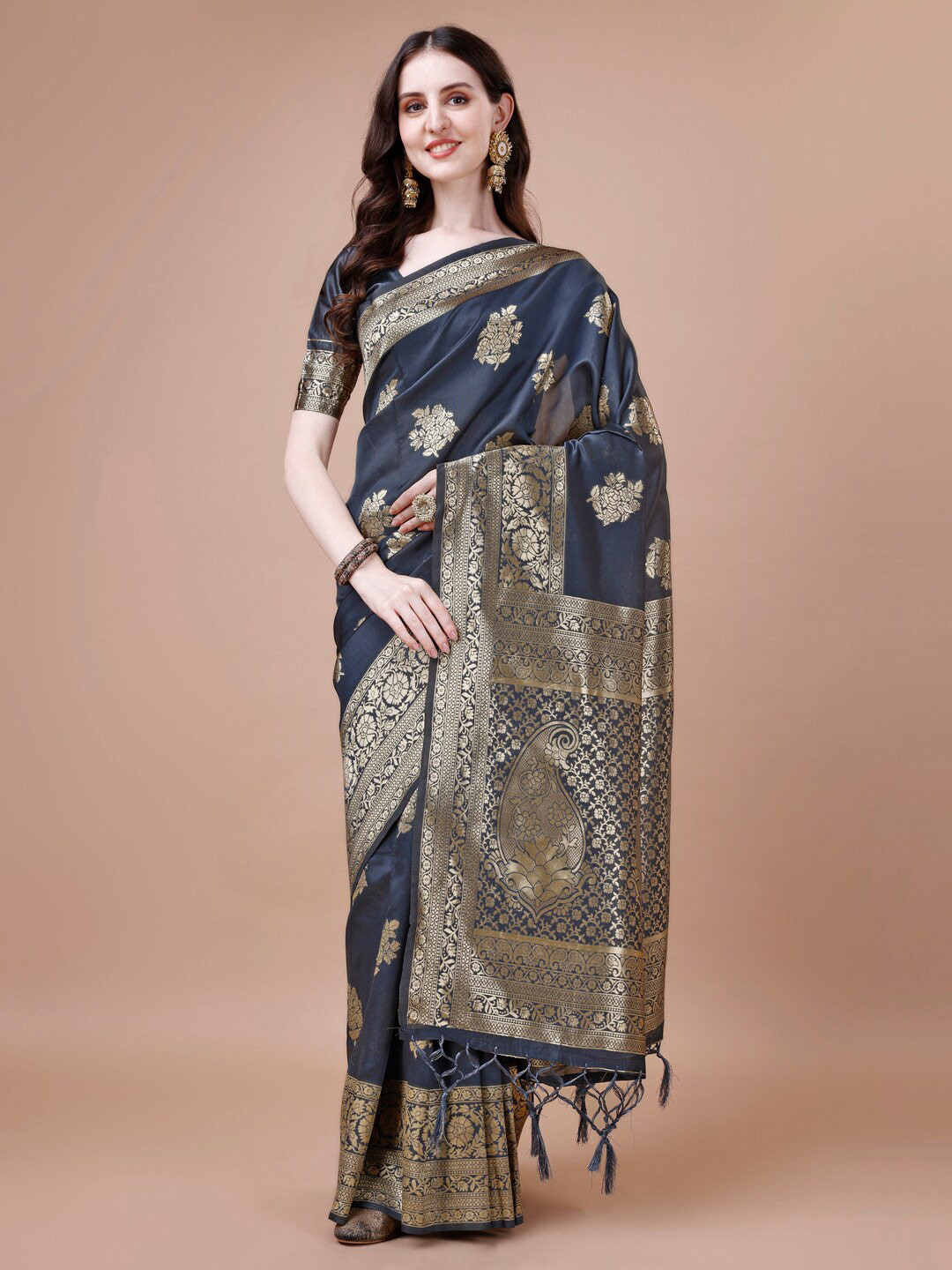 DIVASTRI Ethnic Motifs Woven Design Zari Banarasi Saree