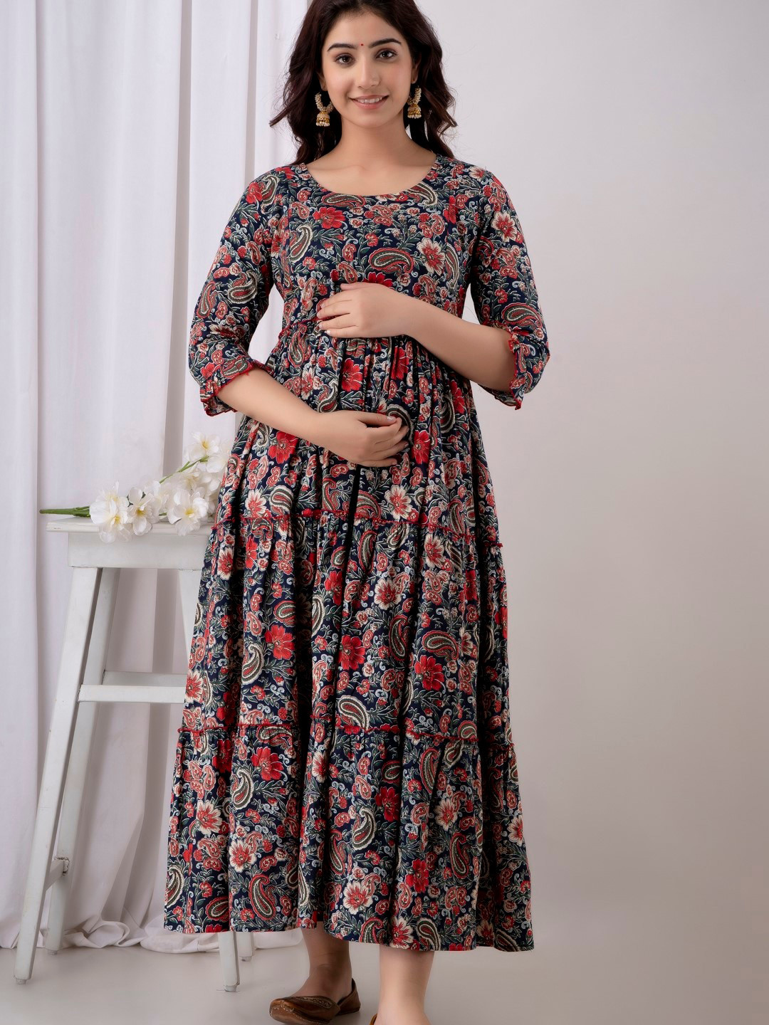 Henal Ethnic Motifs Printed Maternity Ethnic Dress