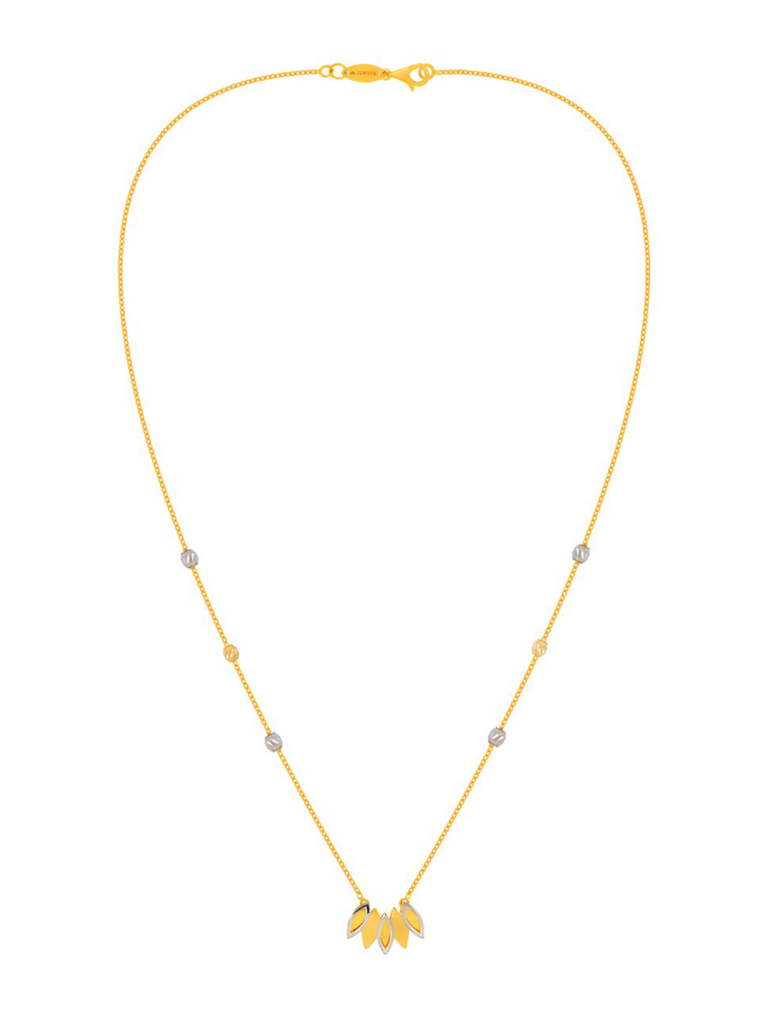 BHIMA 22K Hallmark 916 Purity Yellow Gold Rhodium Pendant Necklace