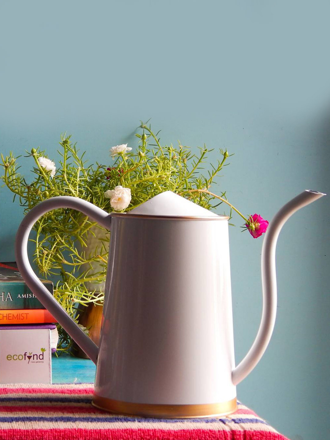 ecofynd White Metal Watering Can 1.5 L