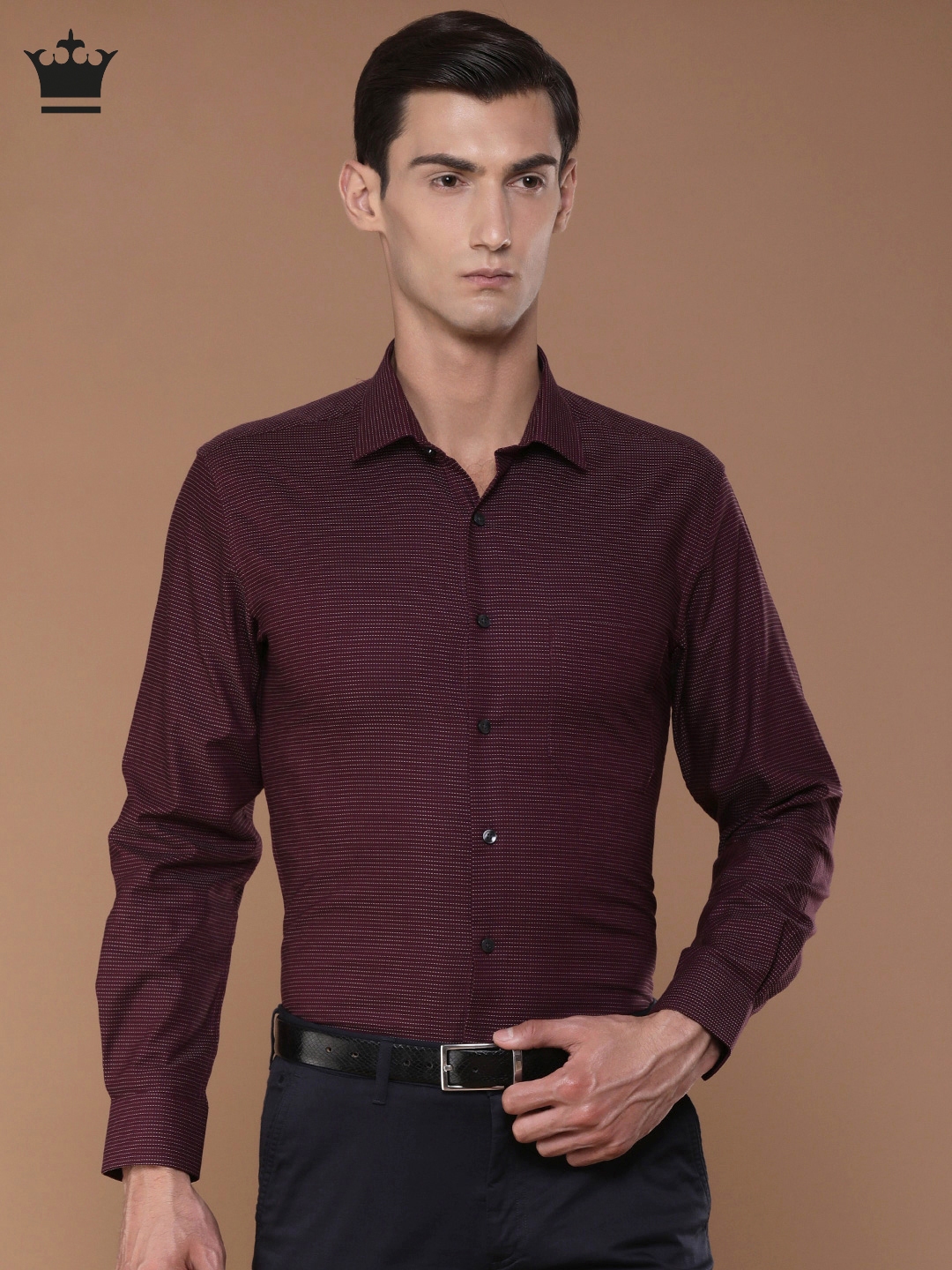 Buy Louis Philippe Men Burgundy Slim Fit Checked Formal Shirt on