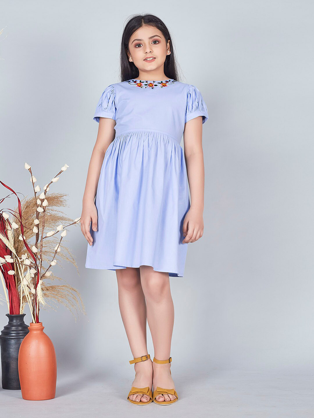 FASHION DREAM Floral Embroidered Fit & Flare Dress