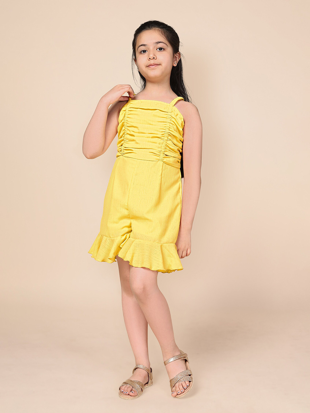 FASHION DREAM Girls Shoulder Straps Ruffles Playsuit