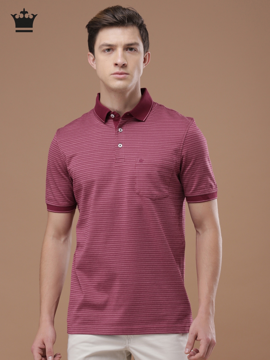 Buy Louis Philippe Men Maroon Solid Polo Collar T-shirt on Myntra