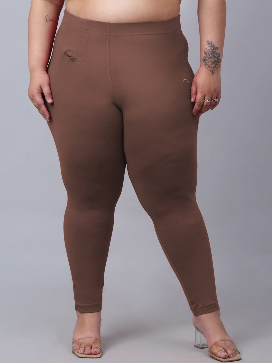 Trend Level Women Plus Size Super Easy Wash Regular Fit Cotton Cigarette Trousers