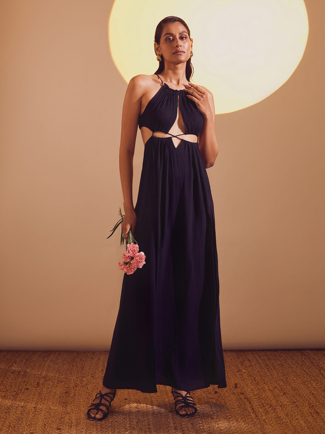 THE CLOTHING FACTORY Halter Neck Cut-Outs Maxi Dress