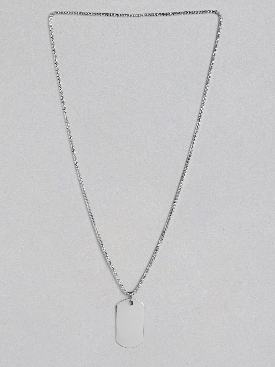 PARIS HAMILTON Men Rhodium-Plated Stainless Steel Geometric Pendant with Chain