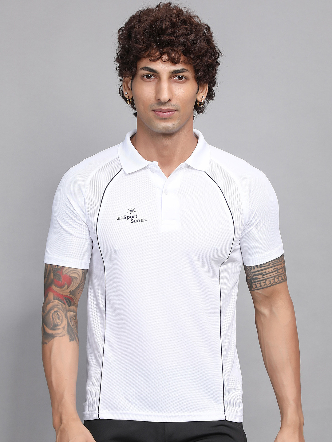SPORT SUN Polo Collar Raglan Sleeves T-Shirt