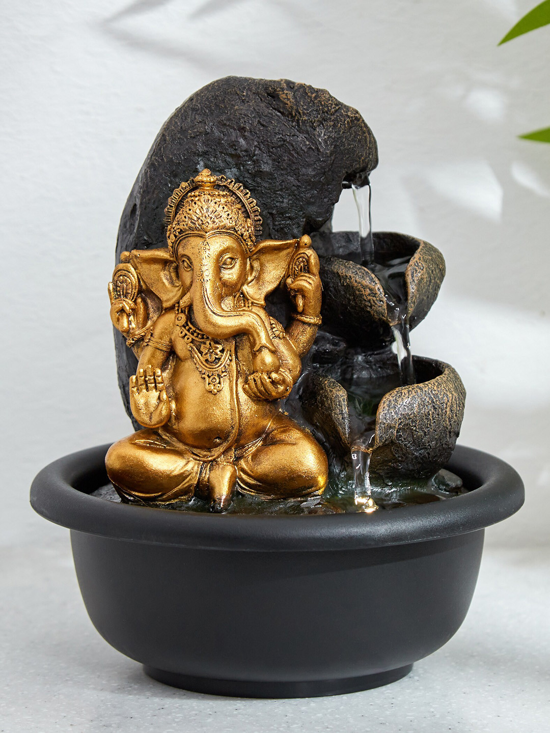 Home Centre Corsica Alpine Golden & Black Polyresin Buddha Indoor Fountain