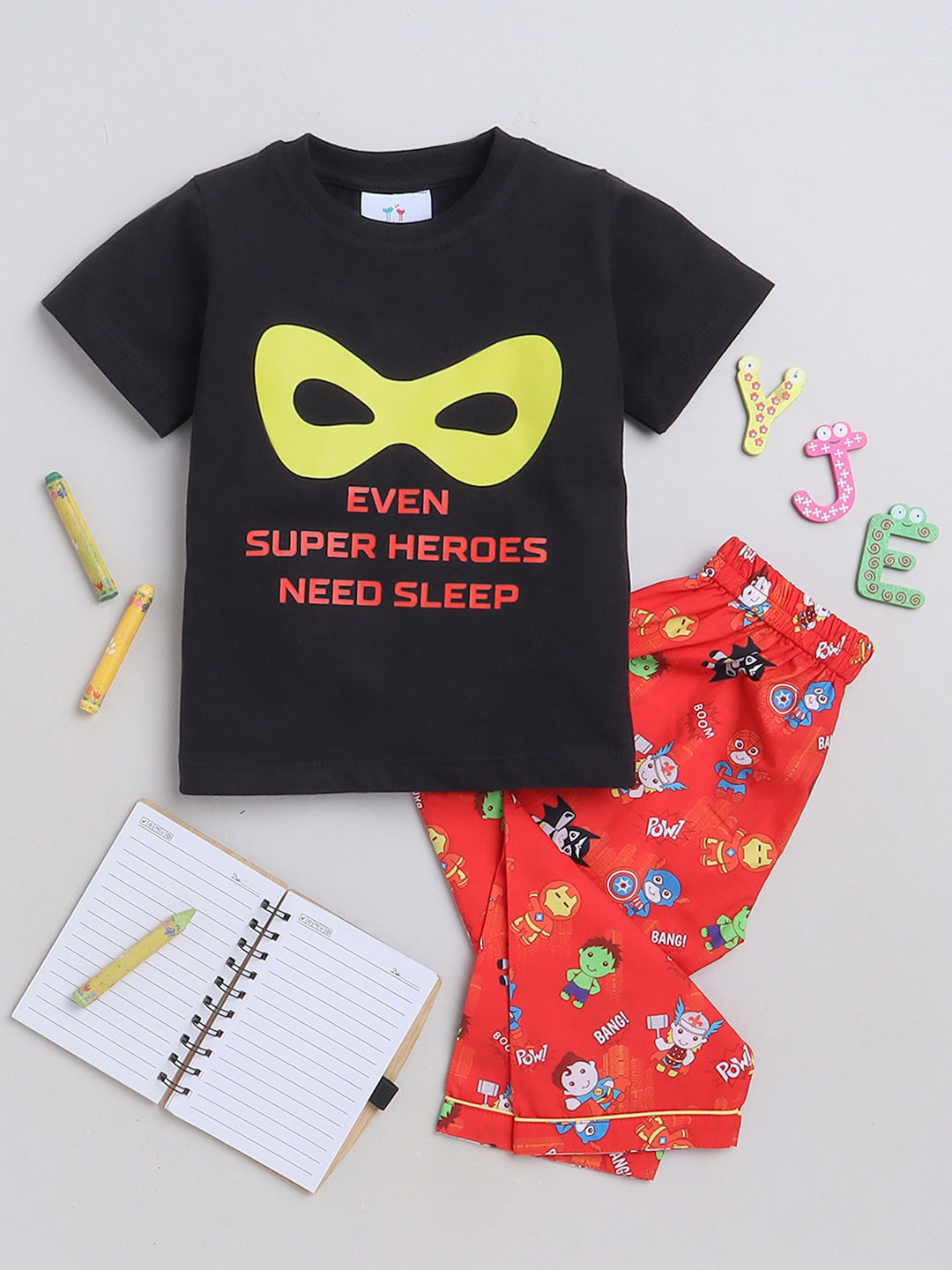 Knitting Doodles Girls Graphic Printed Pure Cotton T-Shirt With Pyjama